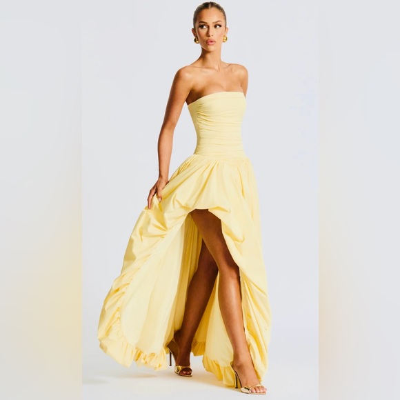 YELLOW LONG Elegant Strapless Evening Gown - Picture 11 of 16